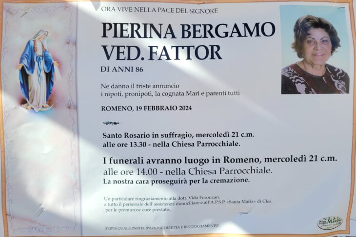 + Pierina Bergamo – Romeno