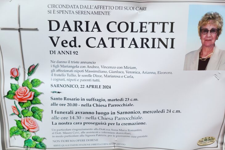+ Daria Coletti ved. Cattarini – Sarnonico